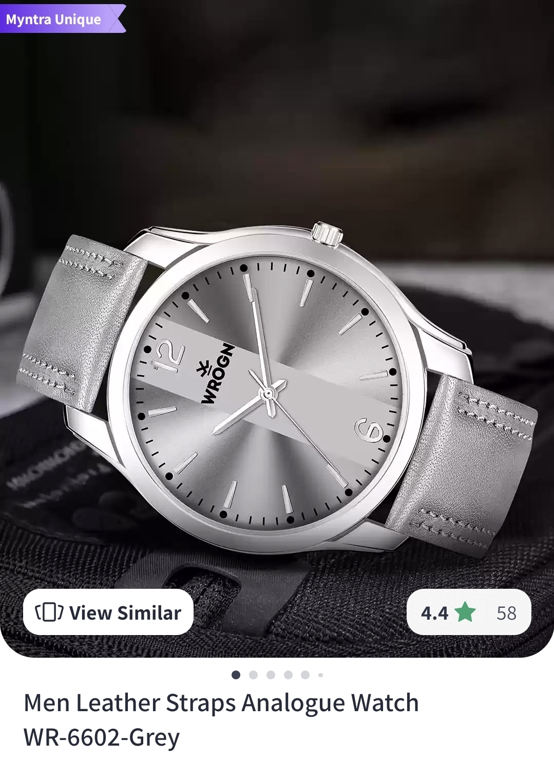 WROGN Branded Men Leather Straps Analogue Watch WR-6602-Grey