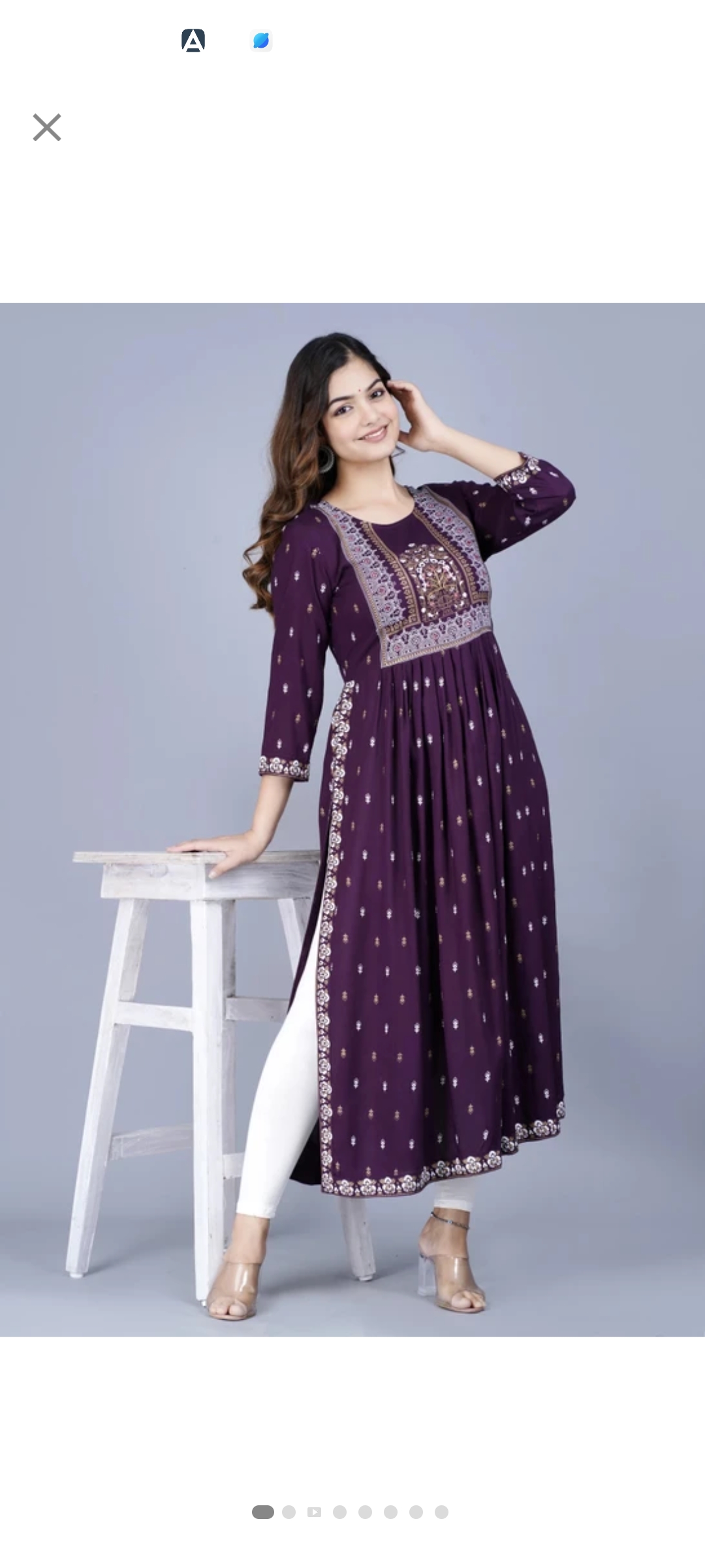 Women printed  rayon A-line kurta (Purple)