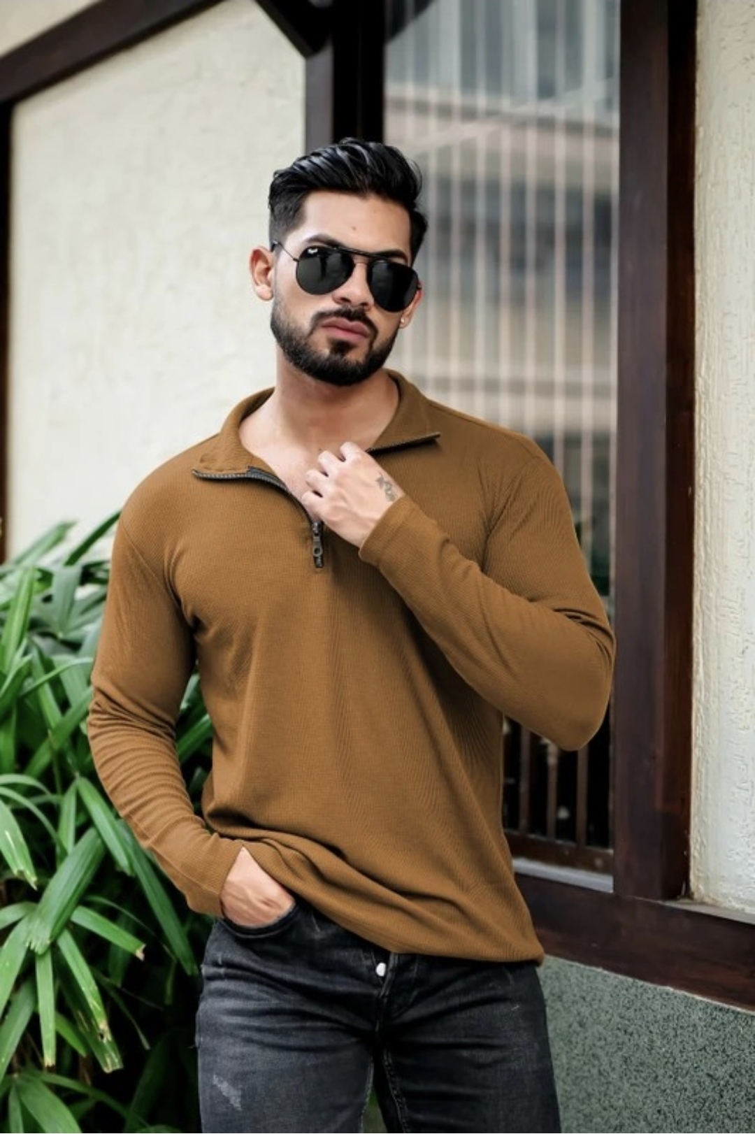 Polo Neck Polycotton Brown T-Shirt for 250rs