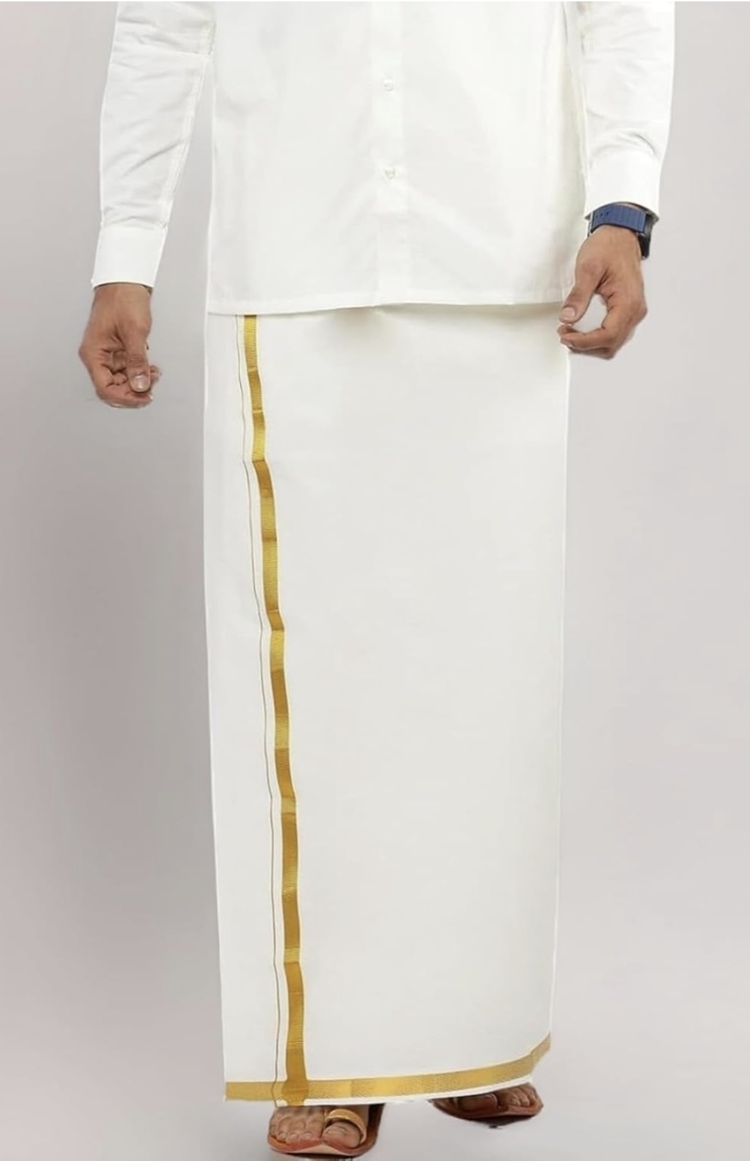 White Golden border Dhoti