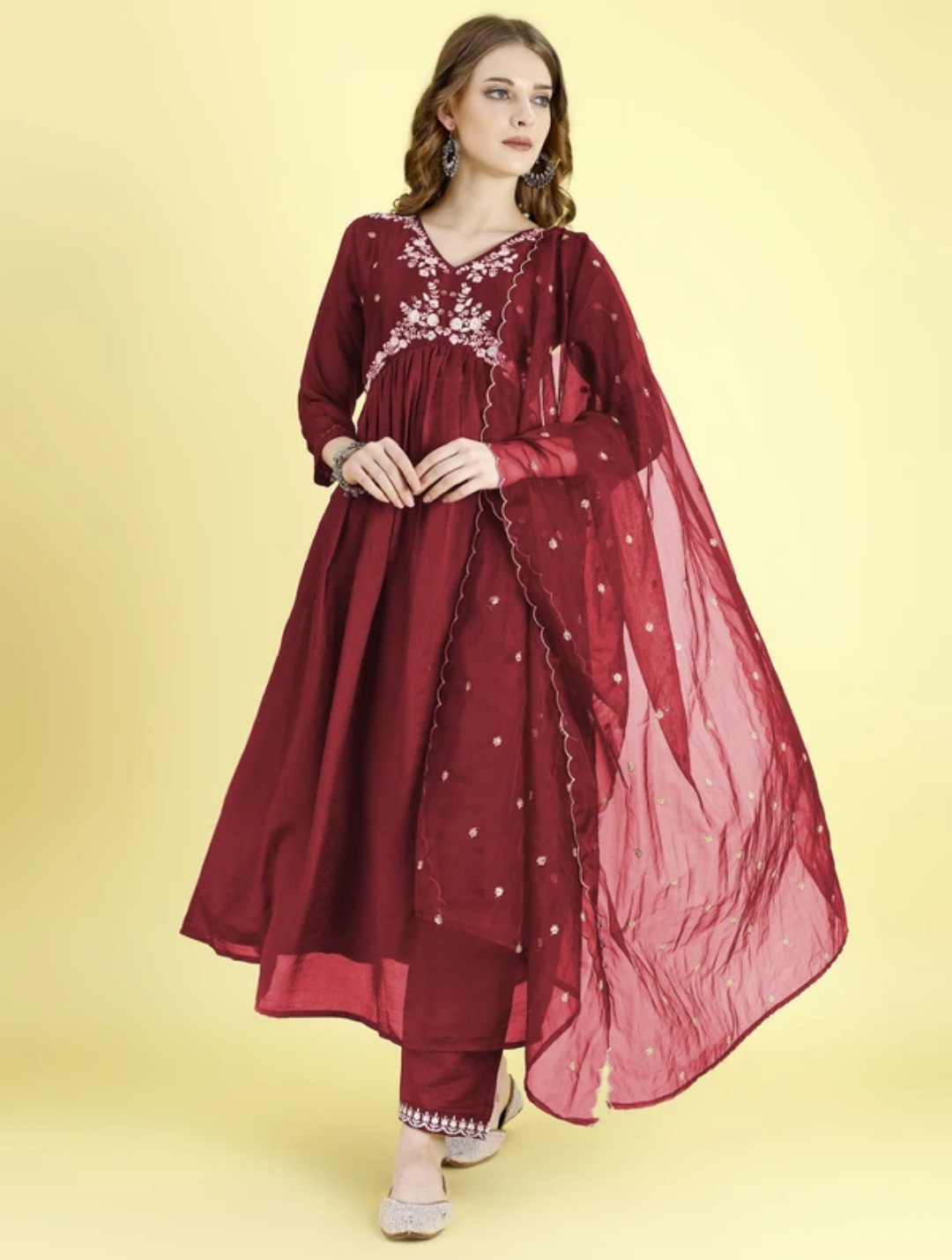 Maroon kurta set for women