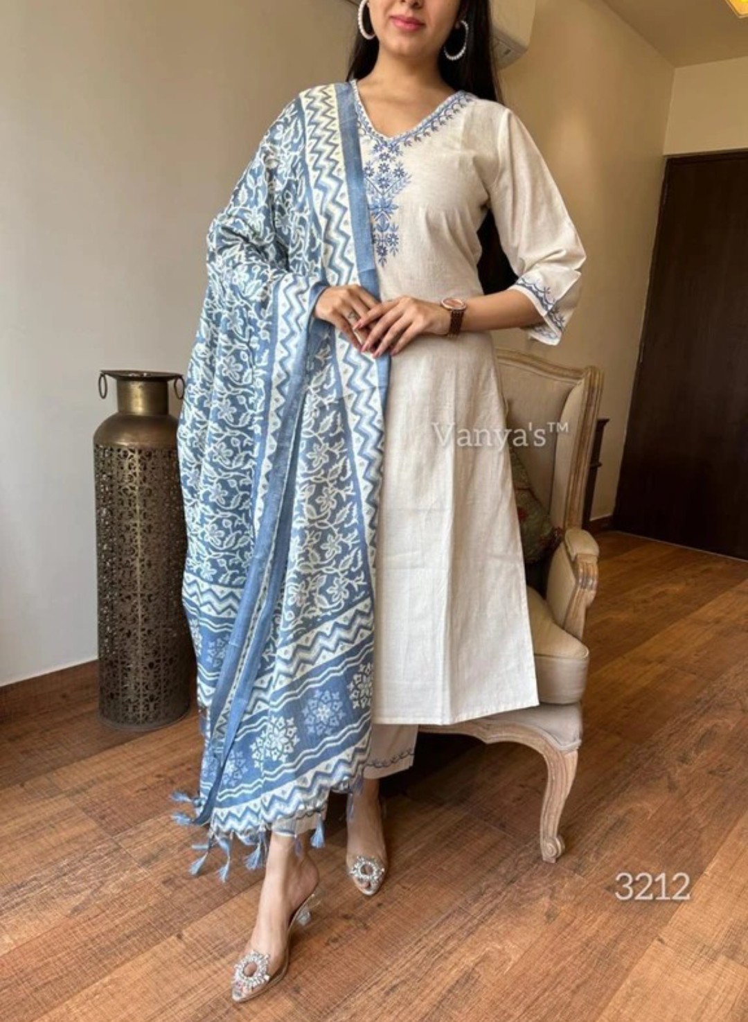 White kurta set for women