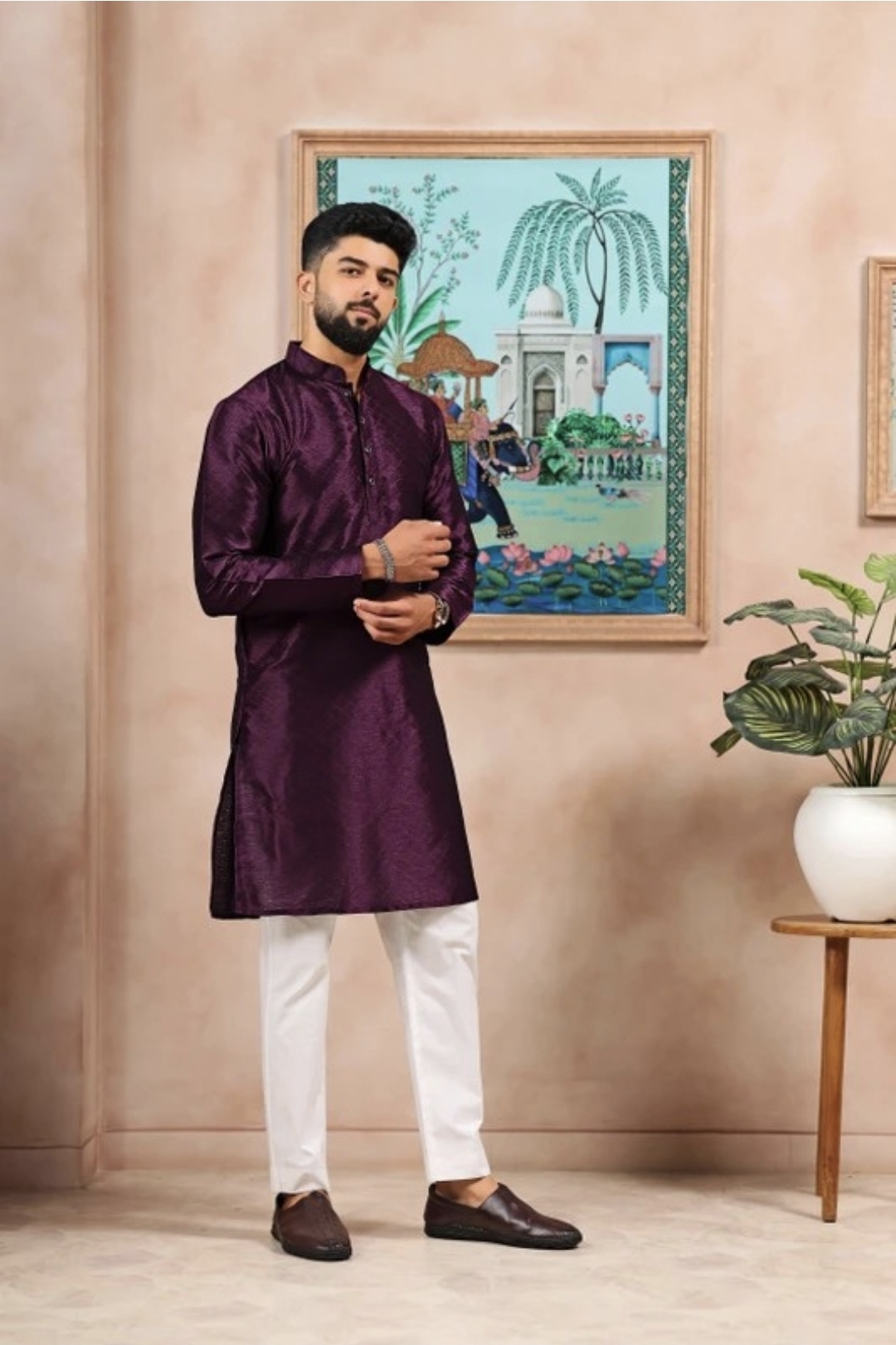 Purple kurta for  men