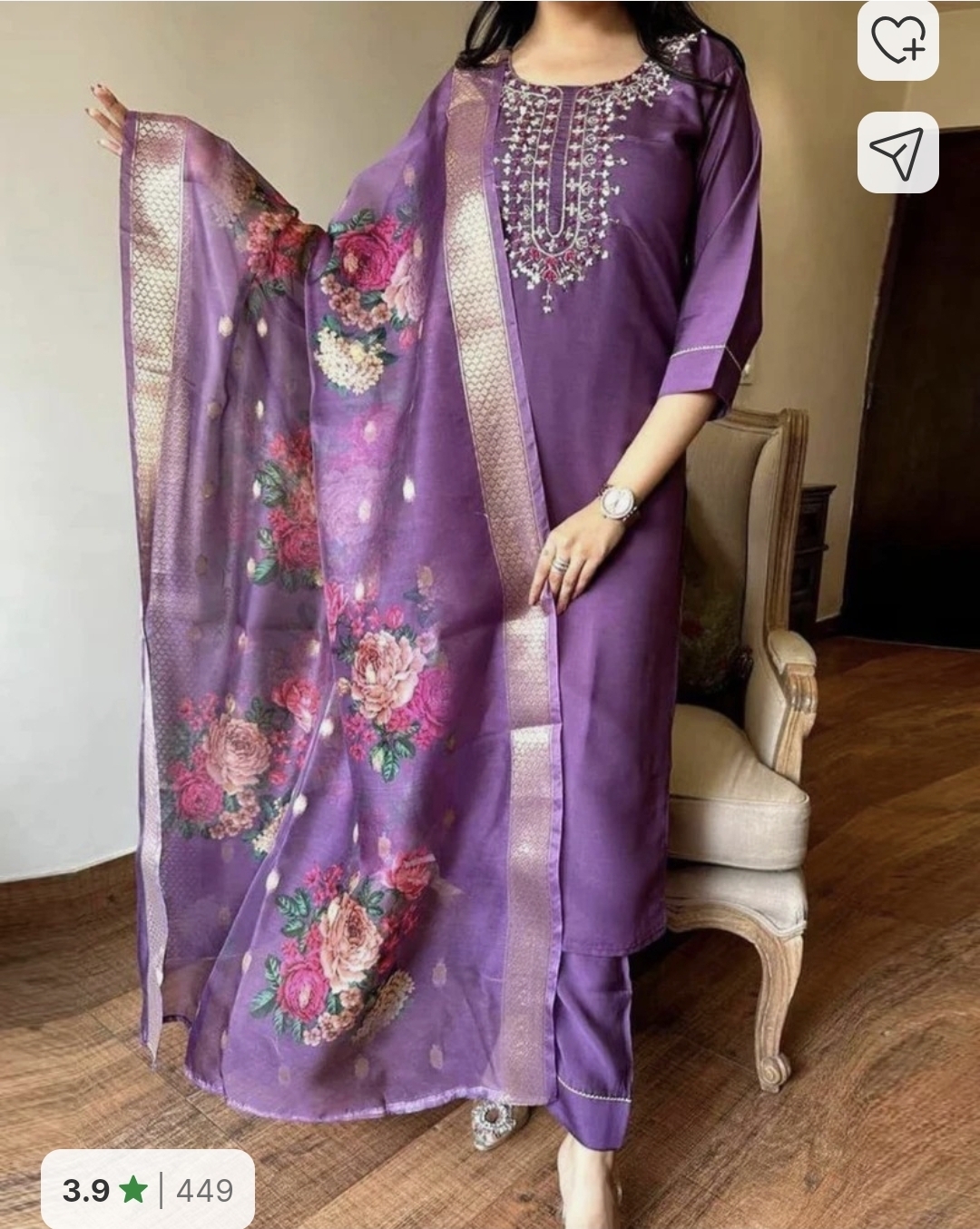 Purple kurta set for women