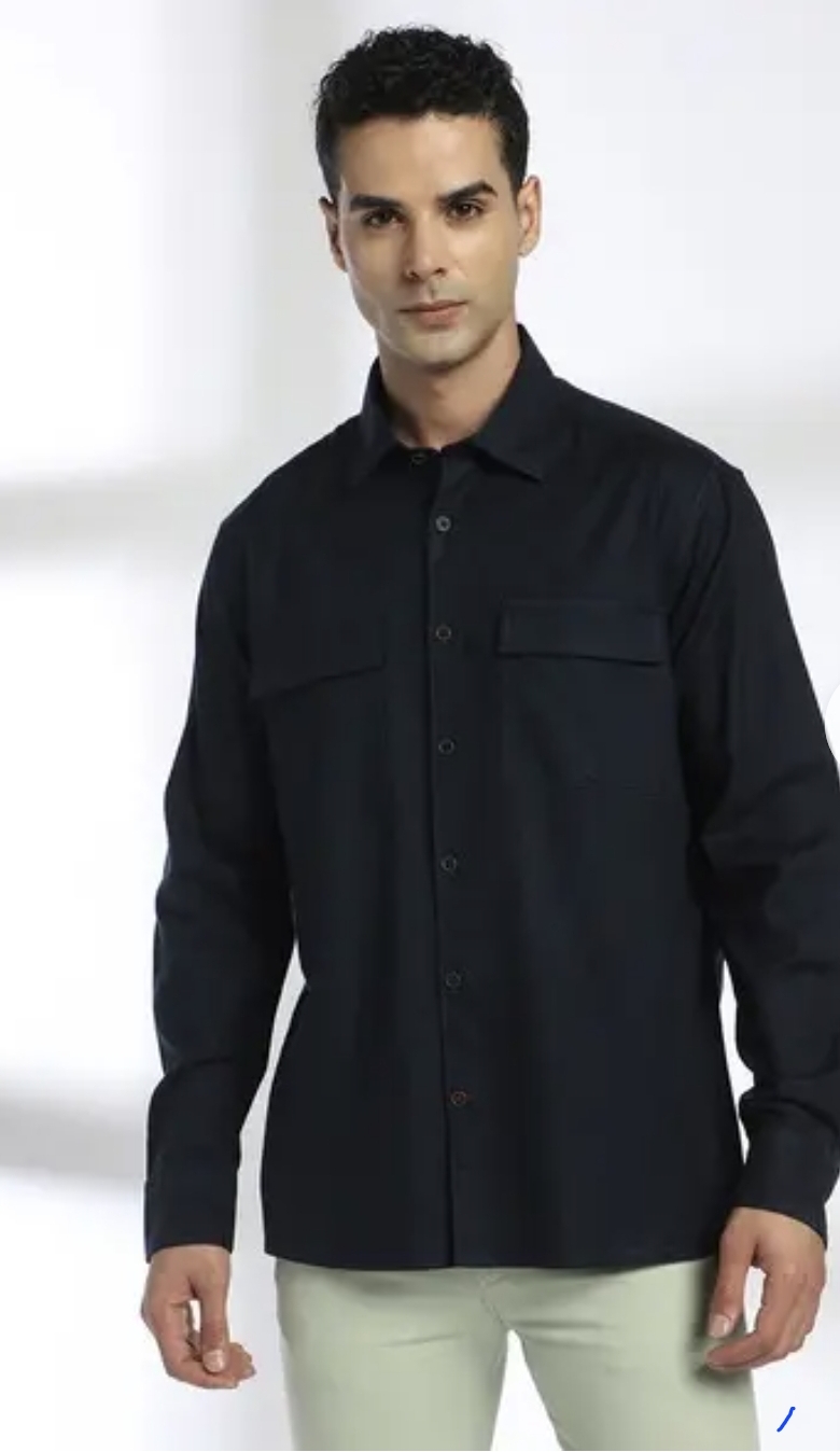 Navy Blue double pocket shacket