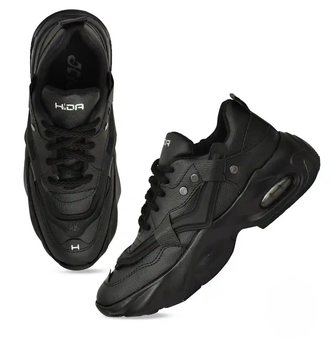 Rugged black shoes for men