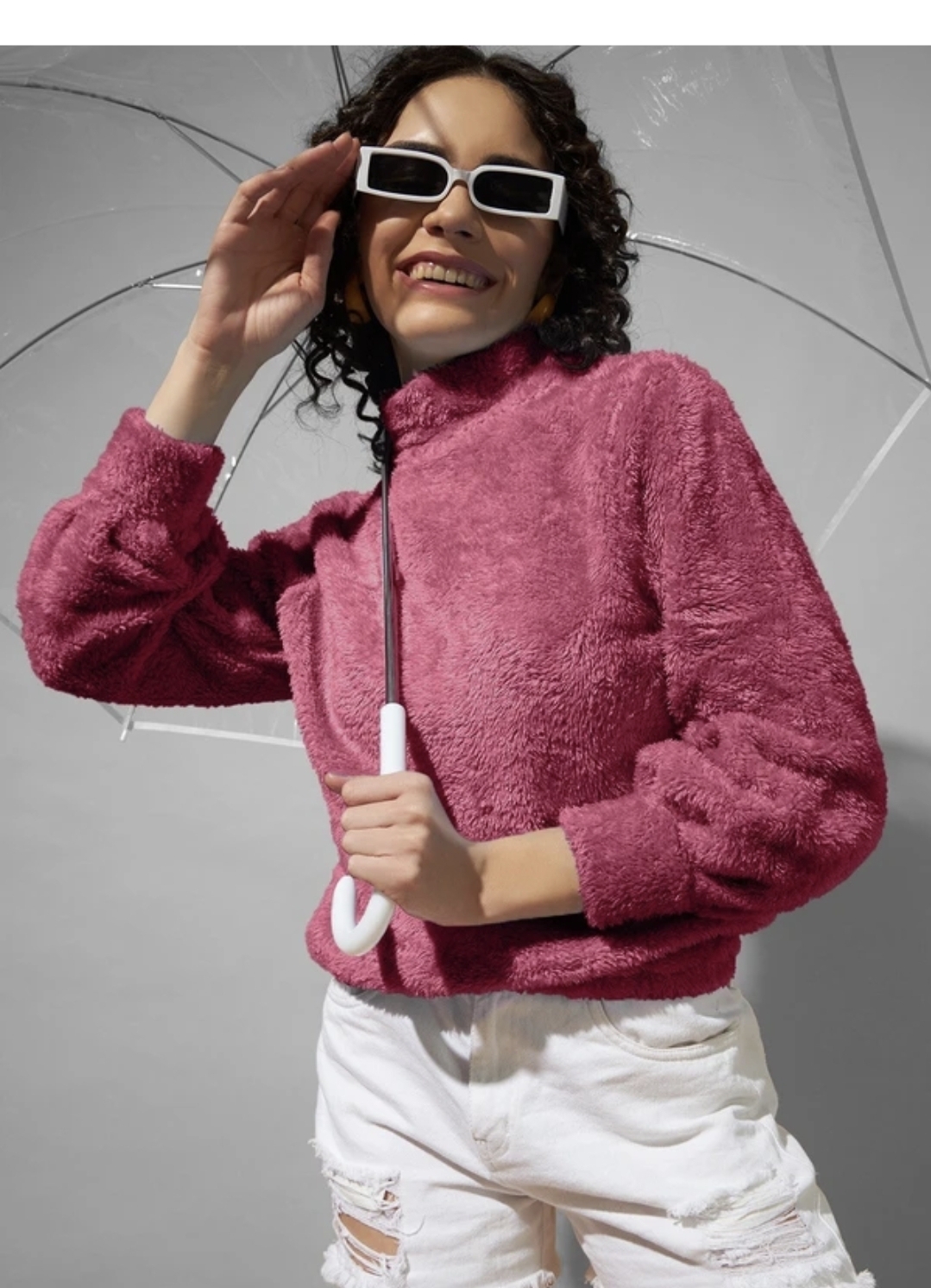 Rose colour turtle neck sweatshirt