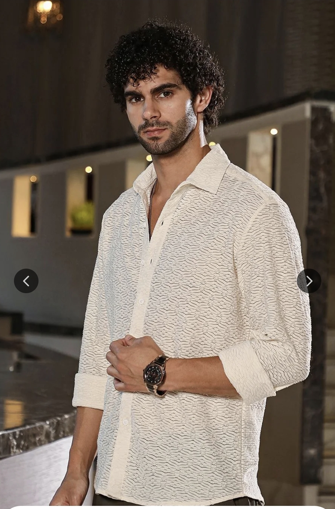 Beige comfort textured shirt