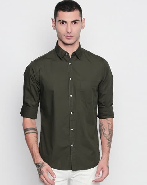 Olive green shirt for men dennislingo