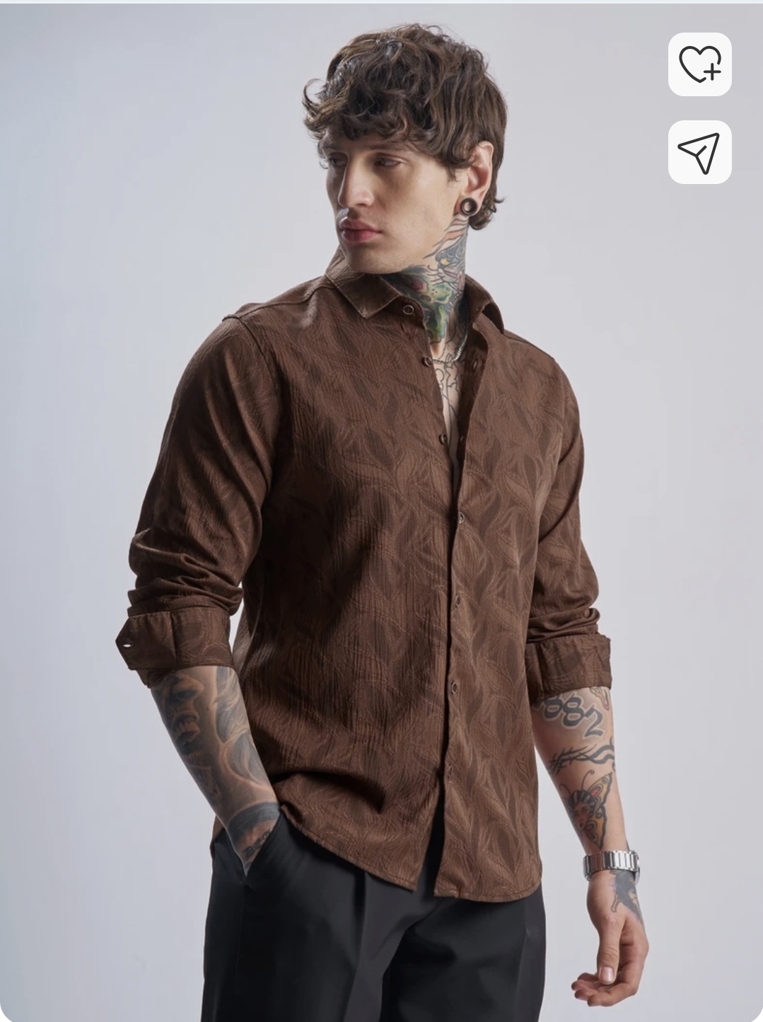 Brown printed shirt for Men