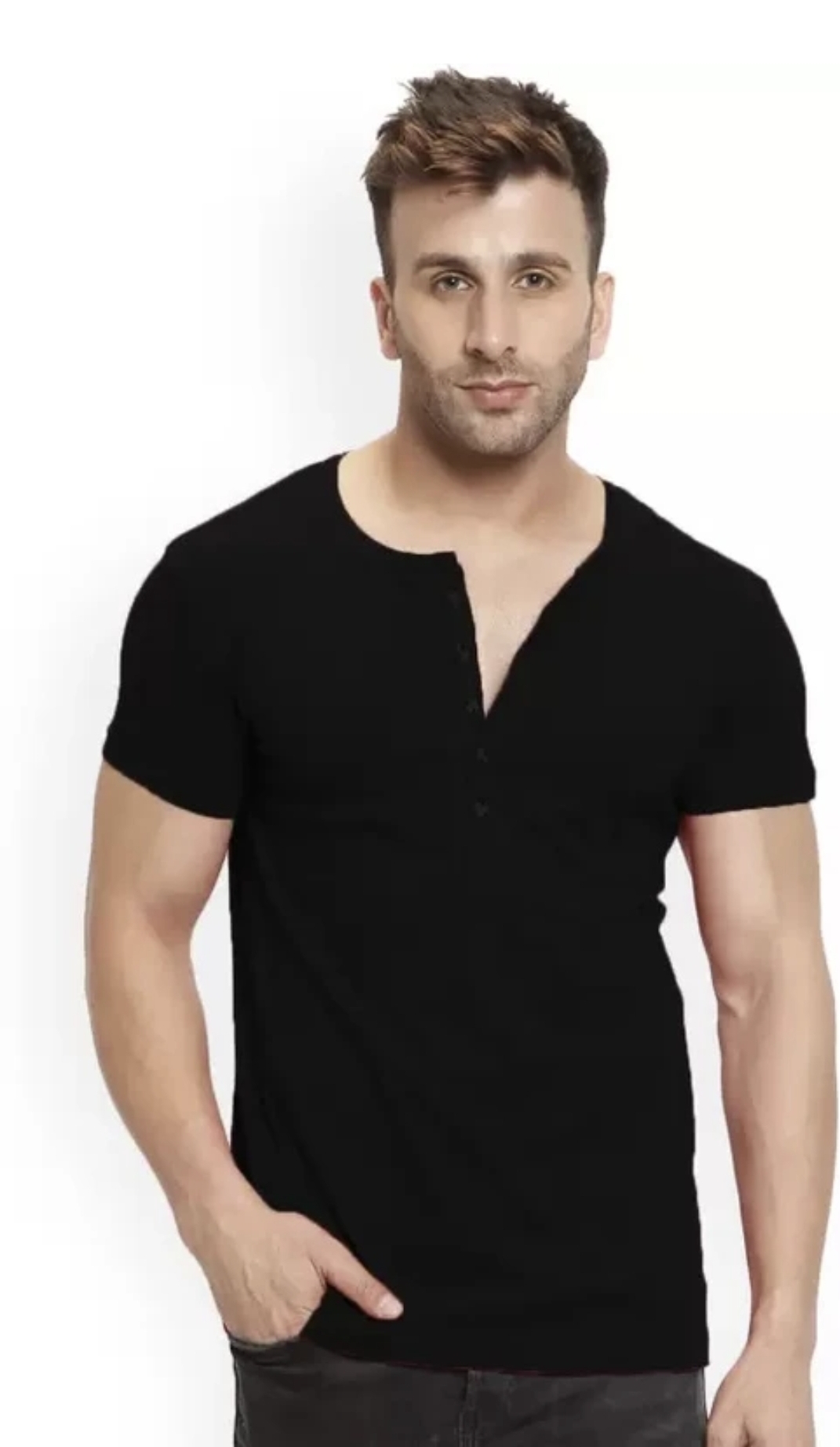 Black henely tshirt for men