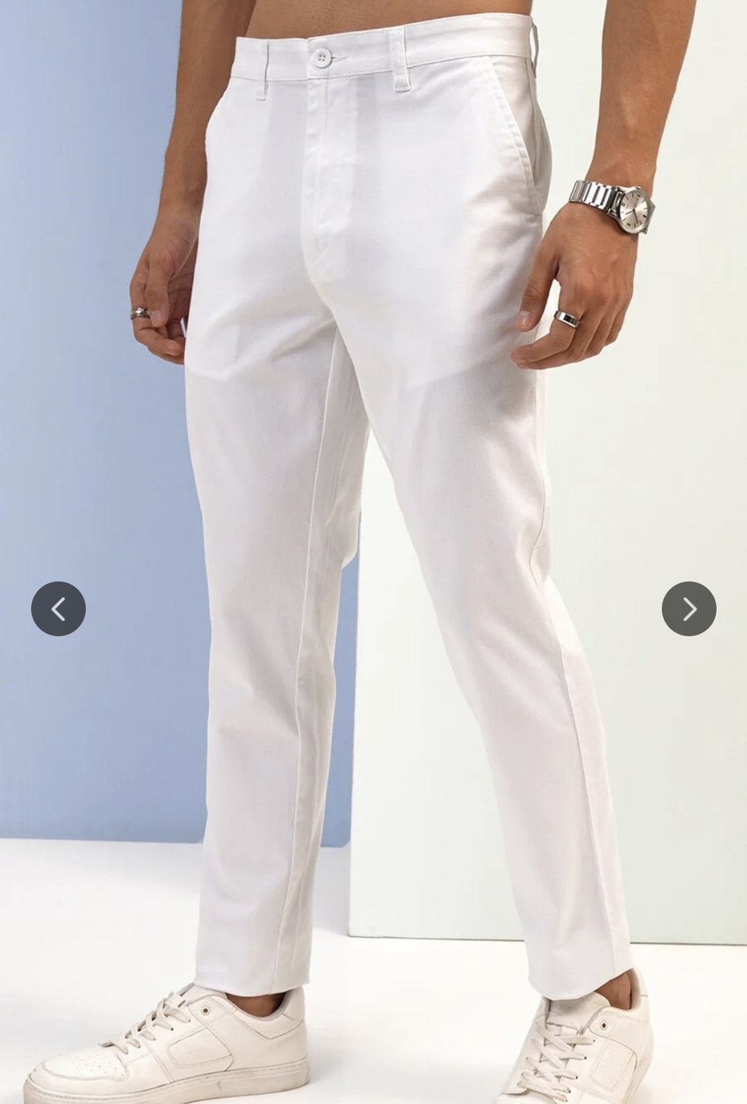 White chinos for men from myntra