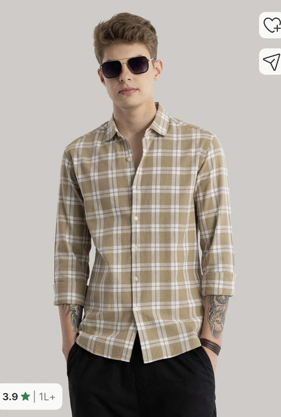 Beige and white checked shirt deal