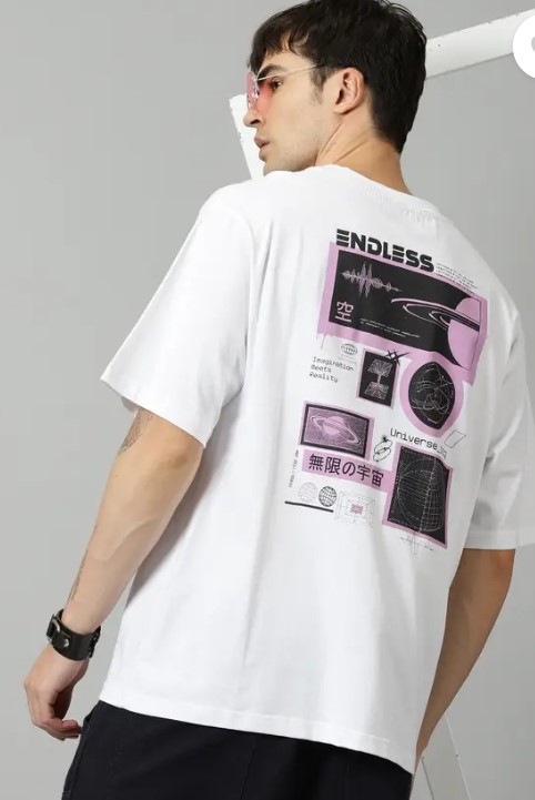 THE HOLLANDER  Men Printed Round Neck Pure Cotton White T-Shirt