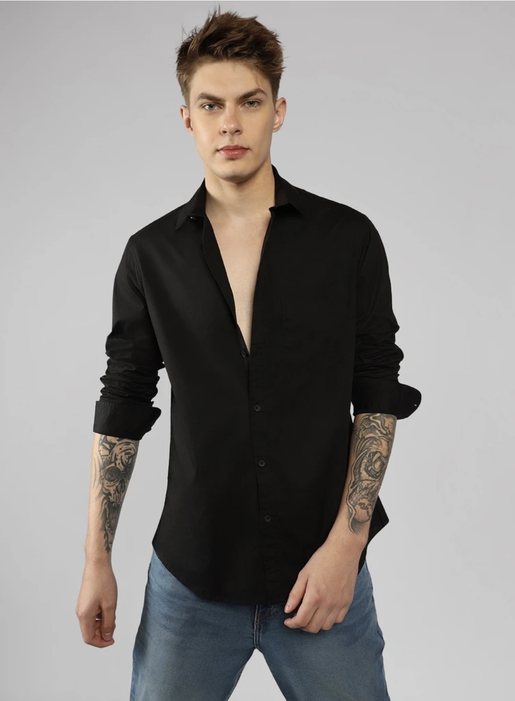 DennisLingo pure Black Tshirt for Men 
