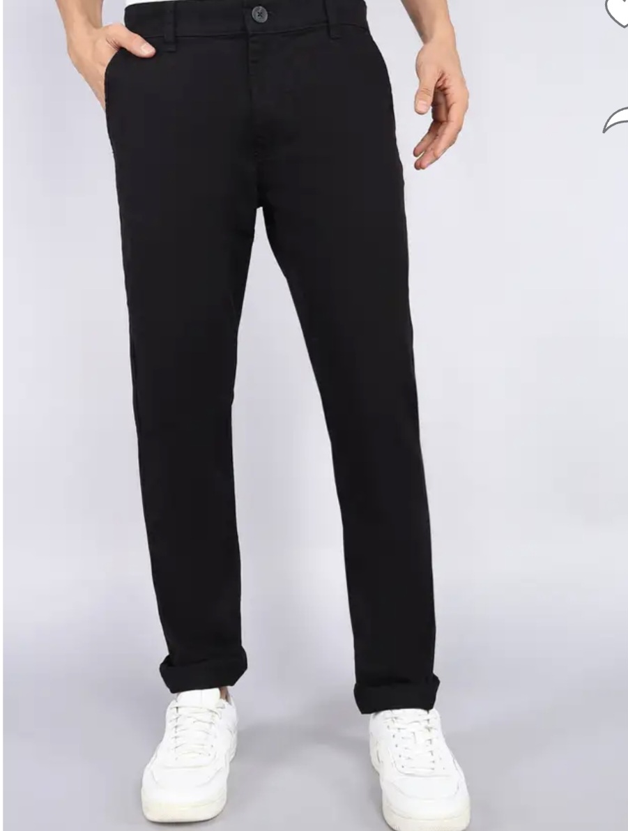 WROGN  Men Slim Fit Black Cotton Blend Trousers