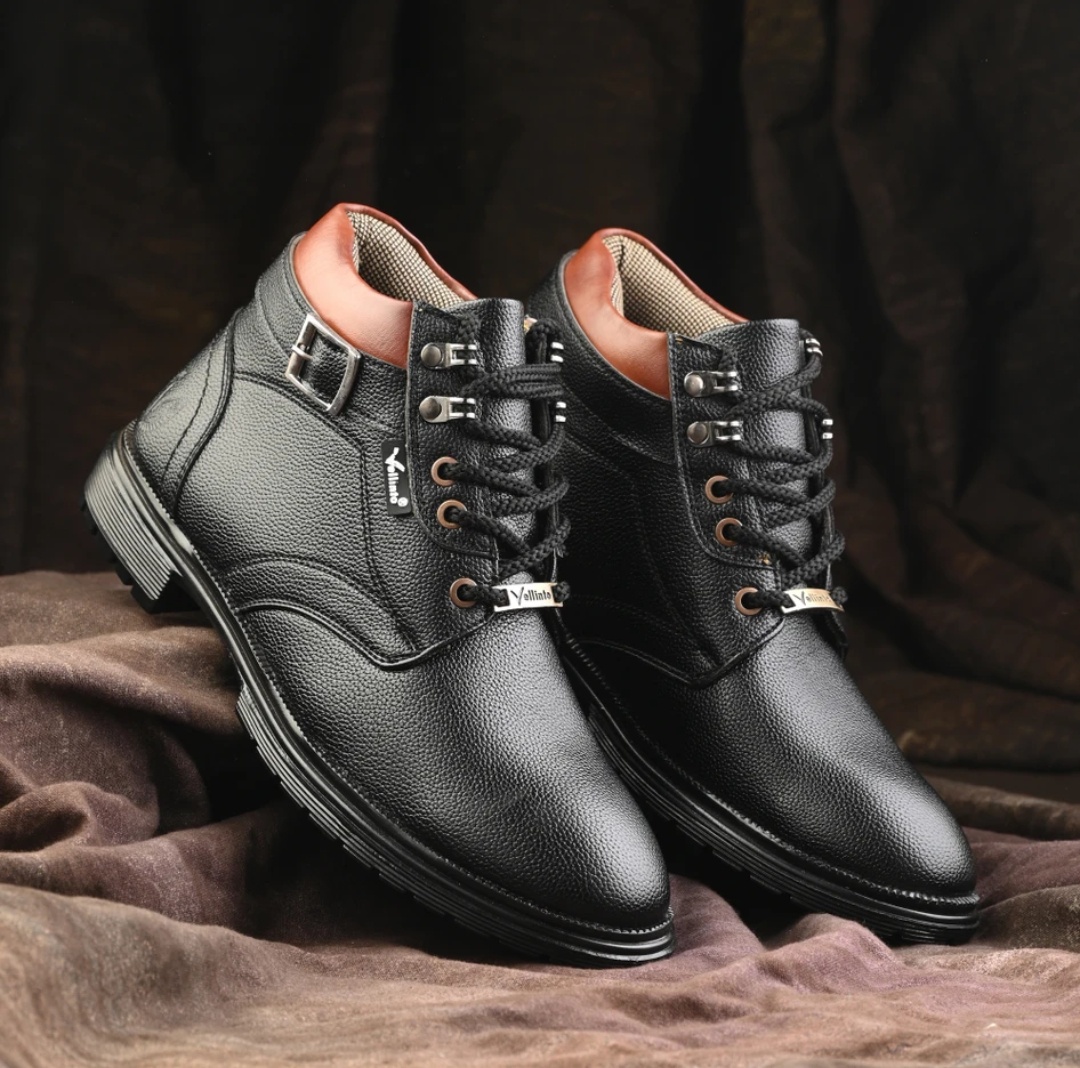 ellinto PREDATOR Men's Casual Outdoor Synthetic Leather Boots For Men  (Black , 8)