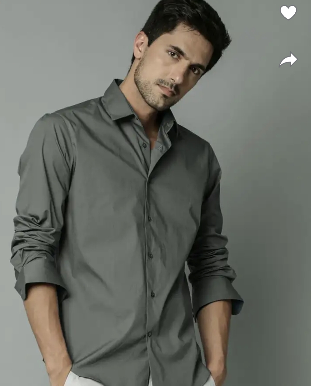 Men Slim Fit Solid Spread Collar Casual Shirt