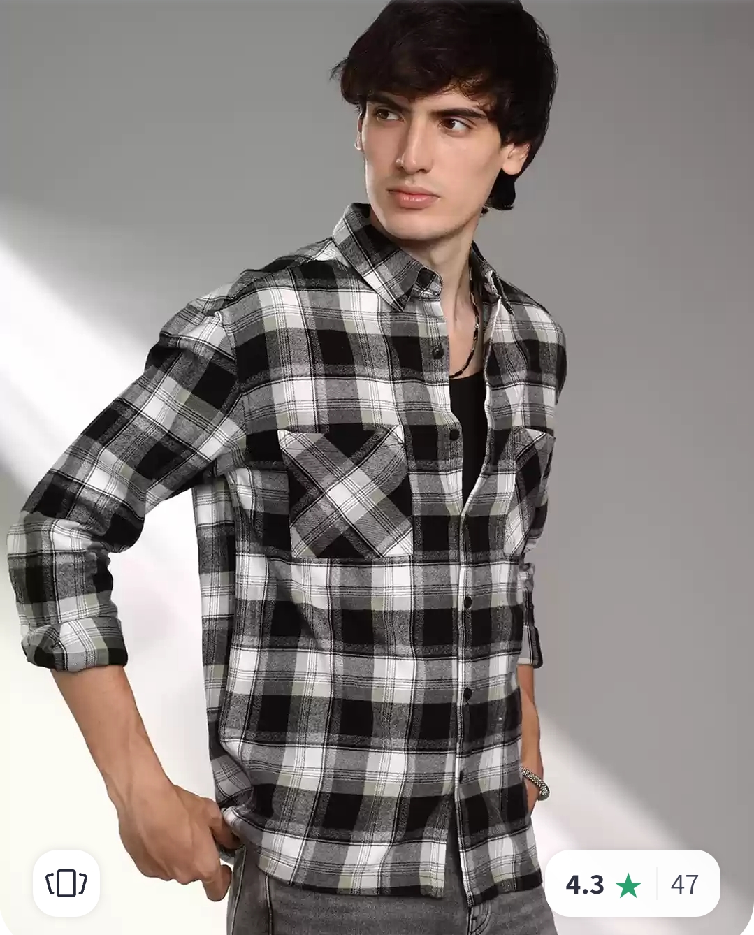 Men Comfort Spread Collar Tartan Checked Cotton Casual Shirt