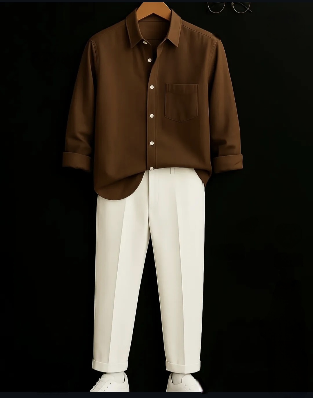 Rich Look Brown  shirt and white  pants combo